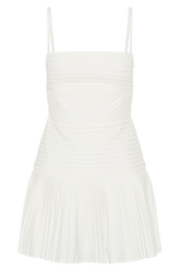 Rylee Multi Pleat Mini Dress - White